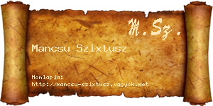 Mancsu Szixtusz névjegykártya